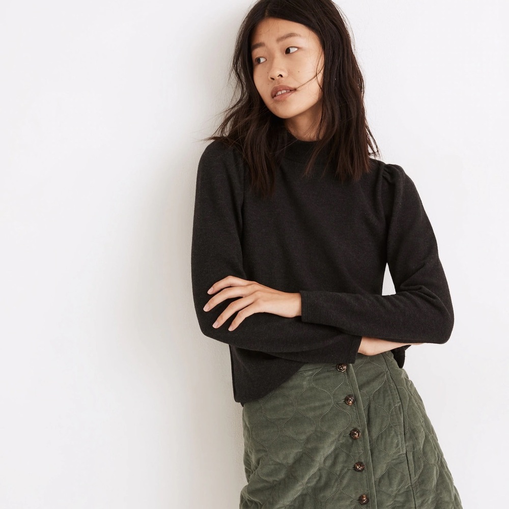 Madewell Cotton Blend Charcoal Mockneck Women’s Sweater Small